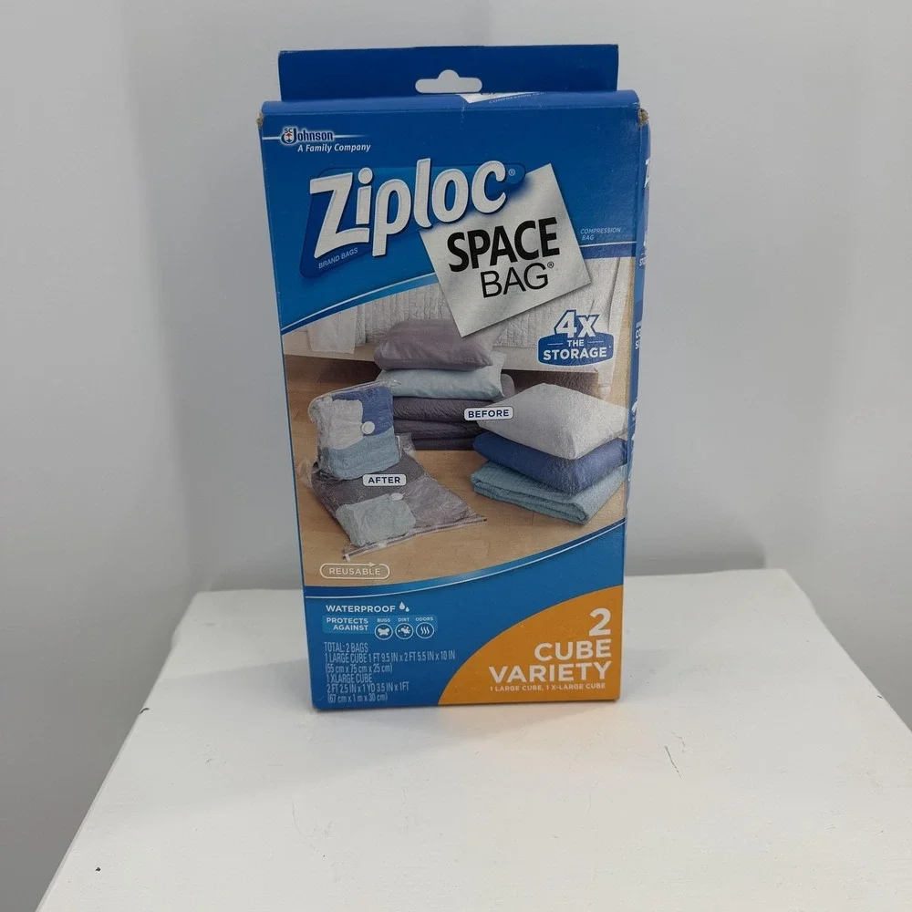 Ziploc Space Bag Vacuum Storage Bags 2 Cube Variety Waterproof Airtight Reusable